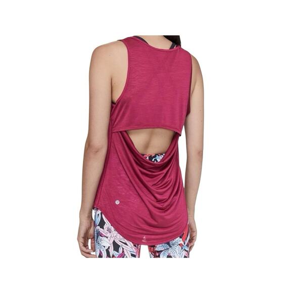 Lululemon Set The Course Top Womens Size 6/8 MED Shirt Top Gym Yoga Raspberry - Picture 1 of 7